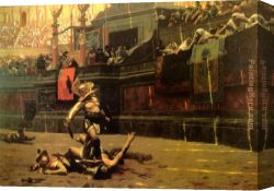 Jean-leon Canvas Paintings - Thumbs Down by Jean-Leon Gerome