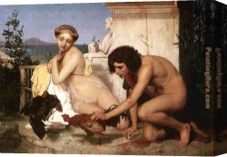 Fight Canvas Paintings - Young Greeks at a Cock Fight by Jean-Leon Gerome