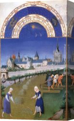 June Canvas Paintings - Les tr&egrave;s riches heures du Duc de Berry Juin (June) by Jean Limbourg