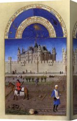October Stroll Canvas Paintings - Les tr&egrave;s riches heures du Duc de Berry Octobre (October) by Jean Limbourg