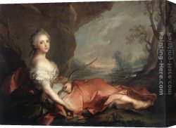 Diana And Acteon Canvas Paintings - Marie Adelaide of France as Diana by Jean Marc Nattier
