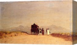Journey Canvas Paintings - A Journey's Pause in the Roman Campagna by Jervis McEntee