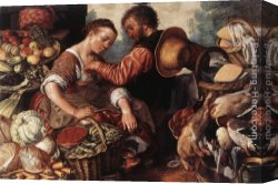 Vegetables Canvas Paintings - Woman Selling Vegetables by Joachim Beuckelaer