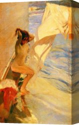 Joaquin Sorolla Y Bastida Canvas Paintings - Before Bathing by Joaquin Sorolla y Bastida