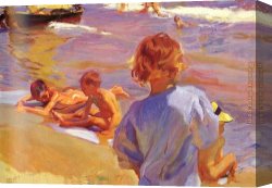Port of Valencia Canvas Paintings - Children on the Beach Valencia by Joaquin Sorolla y Bastida