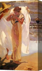 The Harem Bath Canvas Paintings - Leaving the Bath by Joaquin Sorolla y Bastida
