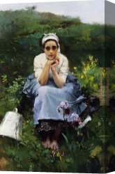 Joaquin Sorolla Y Bastida Canvas Paintings - The Milkmaid by Joaquin Sorolla y Bastida