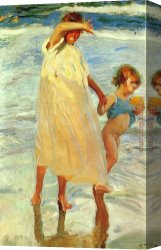 Joaquin Sorolla Y Bastida Canvas Paintings - The Two Sisters by Joaquin Sorolla y Bastida