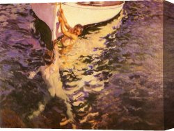 Joaquin Sorolla Y Bastida Canvas Paintings - The White Boat by Joaquin Sorolla y Bastida