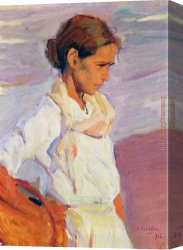 Valencian Fisherman Canvas Paintings - Valencian Fishergirl by Joaquin Sorolla y Bastida