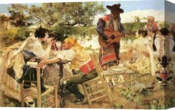 Valencian Fisherman Canvas Paintings - Valencian Scene by Joaquin Sorolla y Bastida