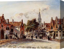 Fiacre Rue Bonaparte Canvas Paintings - 'Rue De Village, Hollande' by Johan Barthold Jongkind
