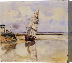 Sky in Honfleur Canvas Paintings - Honfleur by Johan Barthold Jongkind