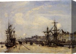 Sky in Honfleur Canvas Paintings - Honfleur, the Railroad Dock by Johan Barthold Jongkind