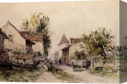 Farm Canvas Paintings - Peasants Returning to the Farm by Johan Barthold Jongkind
