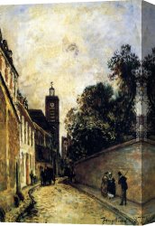 Fiacre Rue Bonaparte Canvas Paintings - Rue De L'Abbe-De-L'Epee And The Church Of Saint James by Johan Barthold Jongkind
