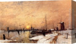 Skaters Canvas Paintings - Skaters at Dordrecht by Johan Barthold Jongkind
