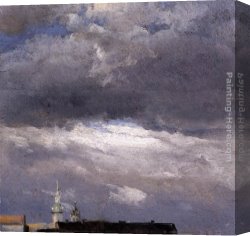 Palace Canvas Paintings - Cloud Study, Thunder Clouds over the Palace Tower at Dresden by Johan Christian Clausen Dahl