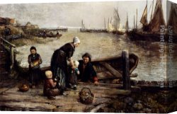 Valencian Fisherman Canvas Paintings - A Fisherman's Family, Marken by Johan Mari Ten Kate