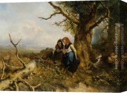 Nest Canvas Paintings - At the Partridges Nest by Johan Mari Ten Kate