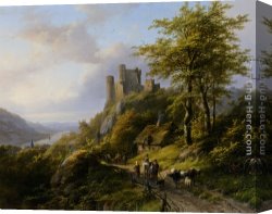 Johann Canvas Paintings - Figures near a Ruin in a Landscape by Johann Bernard Klombeck