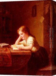 Johann Canvas Paintings - Das Lesende Madchen by Johann Georg Meyer von Bremen