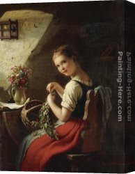 Johann Canvas Paintings - Making a Bouquet by Johann Georg Meyer von Bremen