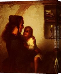 Johann Canvas Paintings - Maternal Bliss by Johann Georg Meyer von Bremen