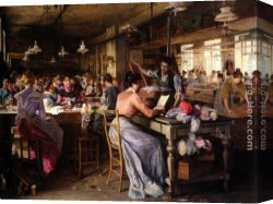 Blick Uber Die Sierra Nevada Canvas Paintings - Die Putzmacherinnen by Johann Hamza