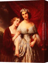 Blick Uber Die Sierra Nevada Canvas Paintings - Die M&auml;dchen by Johann-Nepomuk Ender