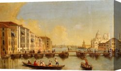 Salute Canvas Paintings - View Of The Grand Canal And Santa Maria Della Salute, Venice by Johann Richter