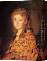 Junge Frau Mit Strohhut Als Verk Canvas Paintings - Junge Frau by Johann von Strasioipka Canon