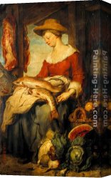 Blick Auf Jerusalem Vom Olberg Aus Canvas Paintings - Junge Frau mit Strohhut als Verk&auml;uferin auf dem Markt by Johann von Strasioipka Canon