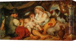 Canon Canvas Paintings - Mittagsruhe by Johann von Strasioipka Canon