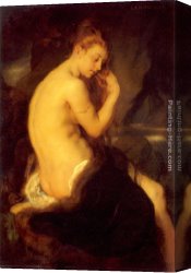 Junge Frau Mit Strohhut Als Verk Canvas Paintings - Sitzende Venus mit Pelzmantel by Johann von Strasioipka Canon