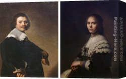 Cornelisz Canvas Paintings - Portrait of a Man and Portrait of a Woman by Johannes Cornelisz. Verspronck