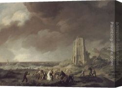 Shipwreck Canvas Paintings - The Shipwreck by Johannes Hermanus Koekkoek