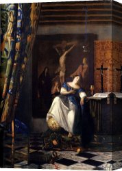 Johannes Vermeer Canvas Paintings - Allegory of the Faith by Johannes Vermeer