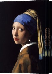 Johannes Vermeer Canvas Paintings - Girl with a Pearl Earring by Johannes Vermeer