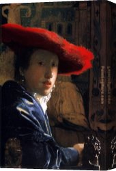Johannes Vermeer Canvas Paintings - Girl with a Red Hat by Johannes Vermeer