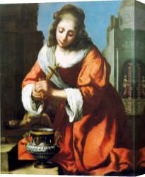 Johannes Vermeer Canvas Paintings - Saint Praxidis by Johannes Vermeer