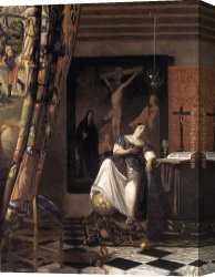 Johannes Vermeer Canvas Paintings - The Allegory of the Faith by Johannes Vermeer