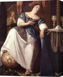 Johannes Vermeer Canvas Paintings - The Allegory of the Faith detail by Johannes Vermeer