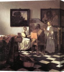 Johannes Vermeer Canvas Paintings - The Concert by Johannes Vermeer