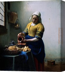 Johannes Vermeer Canvas Paintings - The Kitchen Maid by Johannes Vermeer