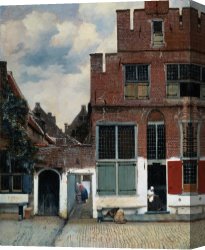 Johannes Vermeer Canvas Paintings - The Little Street by Johannes Vermeer