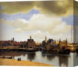 Johannes Vermeer Canvas Paintings - View Of Delft by Johannes Vermeer
