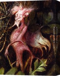 Nest Canvas Paintings - Fairies In A Bird's Nest (detail 4) by John Anster Fitzgerald