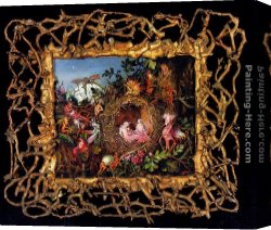 Nest Canvas Paintings - Fairies In A Bird's Nest by John Anster Fitzgerald