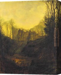 John Atkinson Grimshaw Canvas Paintings - A Manor House in Autumn by John Atkinson Grimshaw